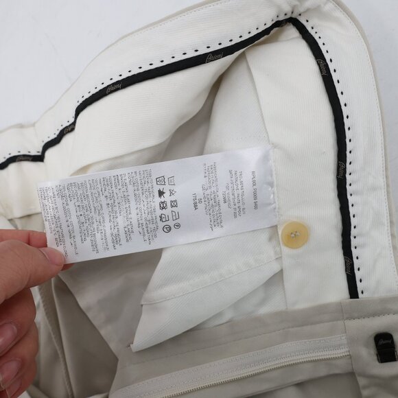 Brioni Journey Trouser mens 32x29 EU50 Sea Island Cotton Neutral flat front pant - Picture 13 of 15